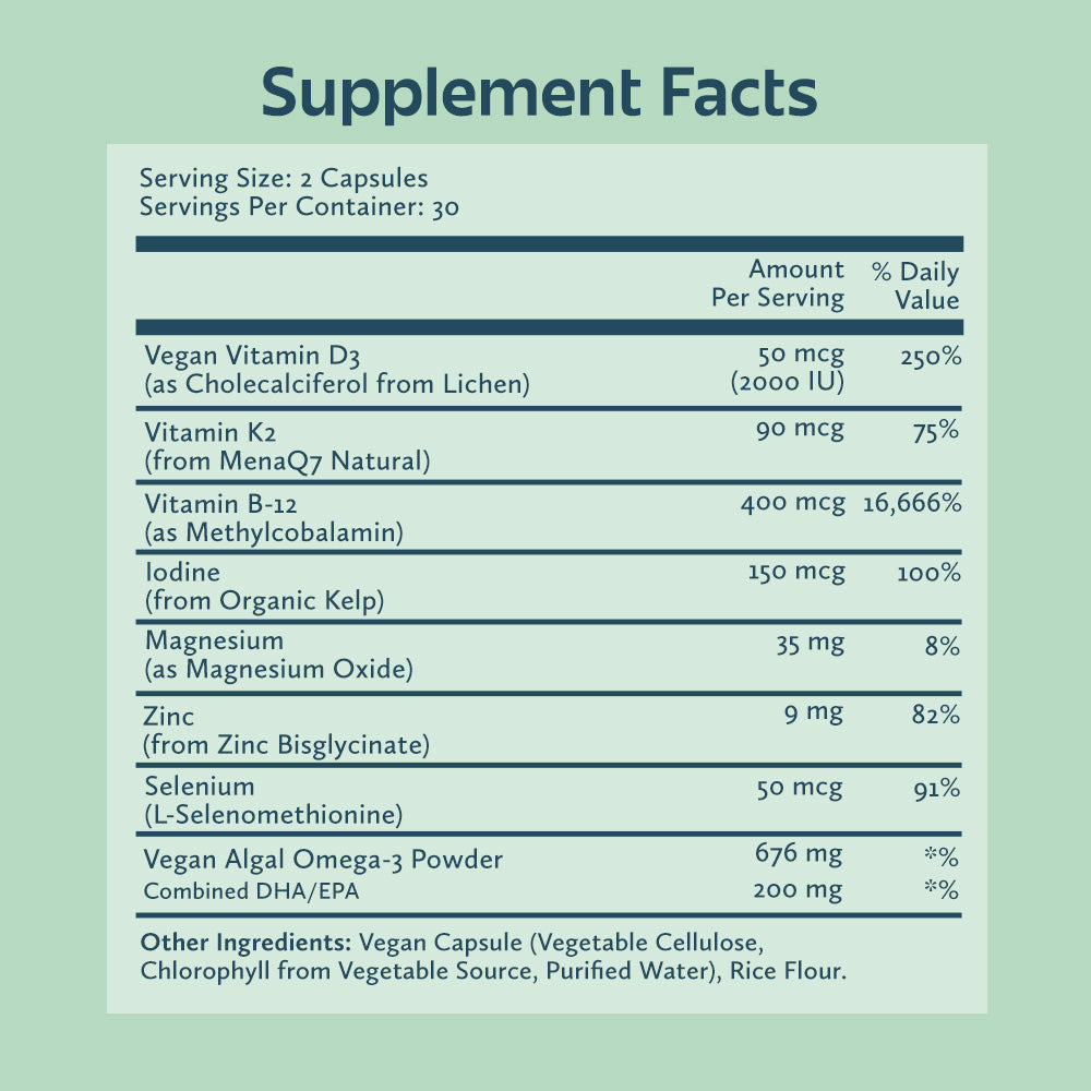 Foundations Vegan Multivitamin Supplement Facts