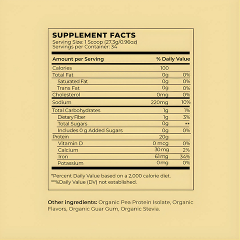 Organic Vegan Protein Powder - Vanilla Flavored