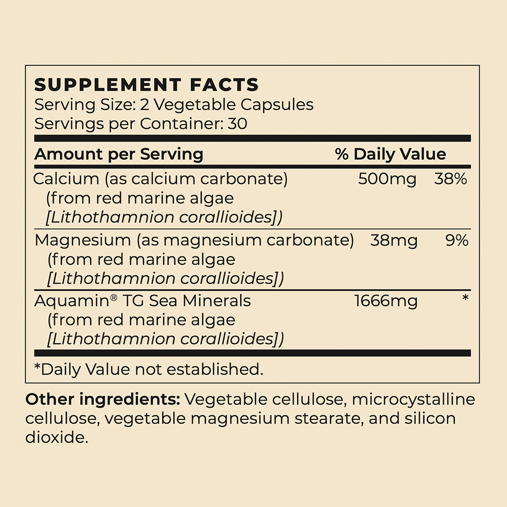 Future Kind Vegan Calcium Supplement Facts Panel