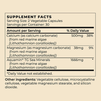 Future Kind Vegan Calcium Supplement Facts Panel