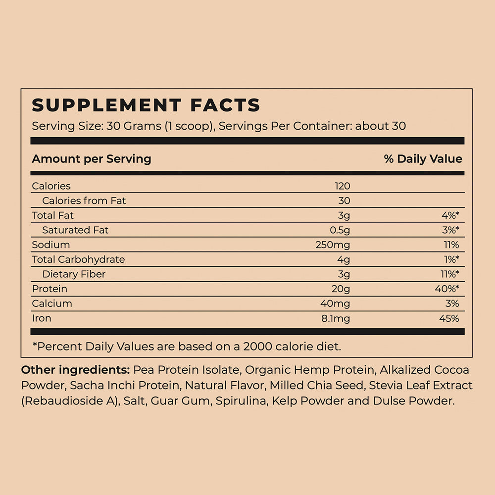 Chocolate Vegan Protein Powder Supplement Facts