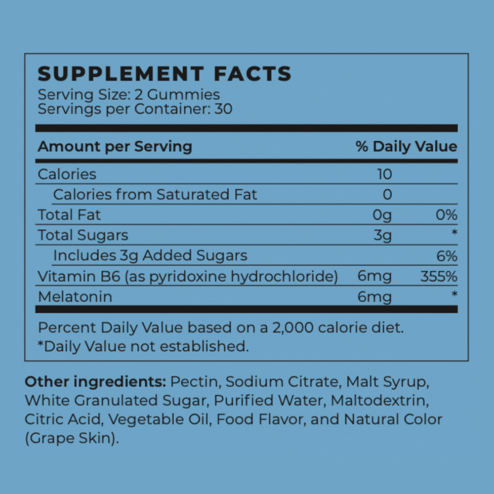 Vegan Melatonin Sleep Gummies Supplement Facts