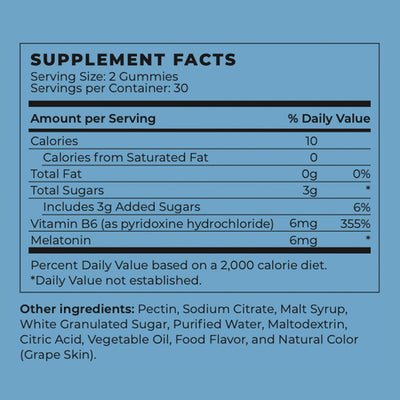 Vegan Melatonin Sleep Gummies Supplement Facts