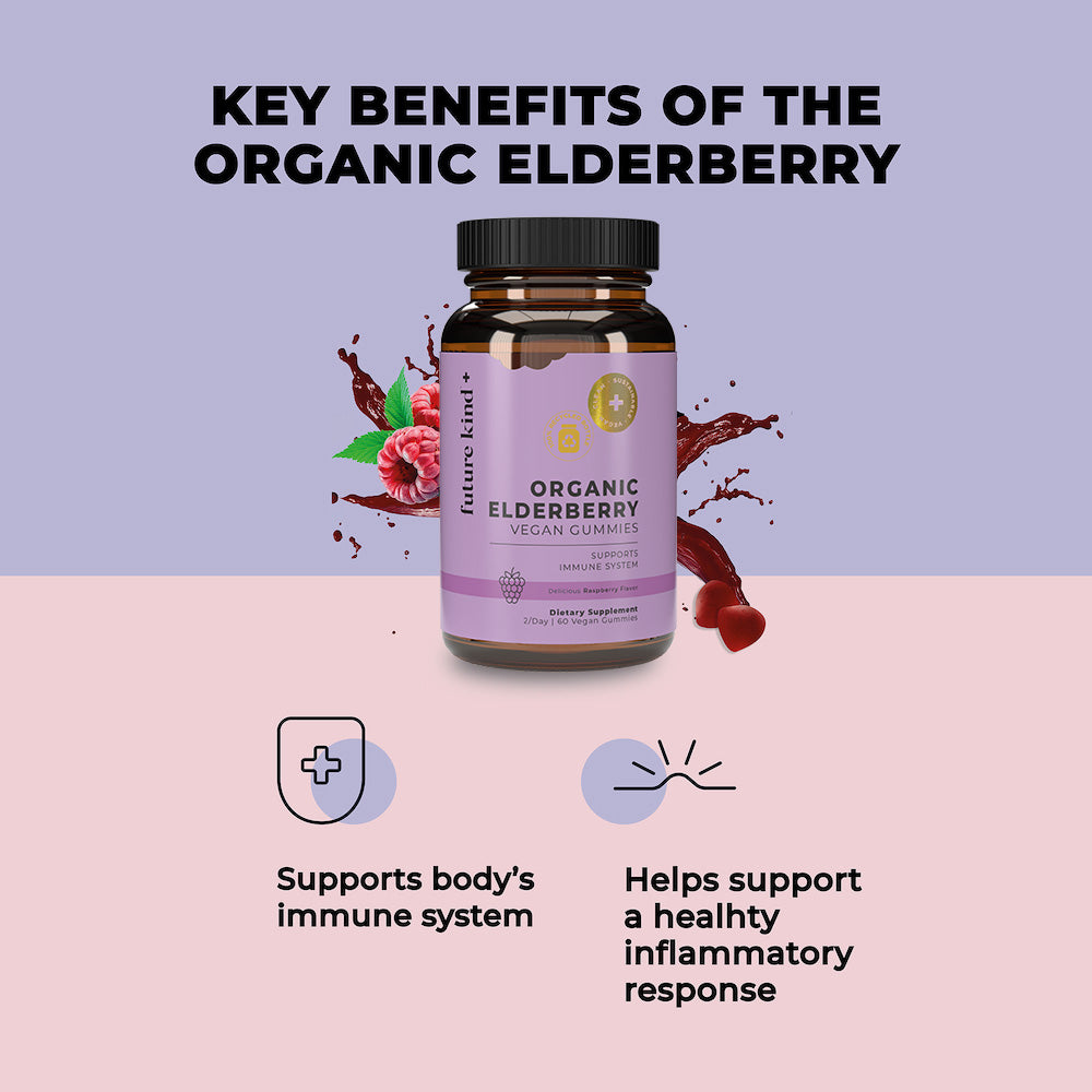 Organic Vegan Elderberry Vitamin C & Zinc Immunity Gummies