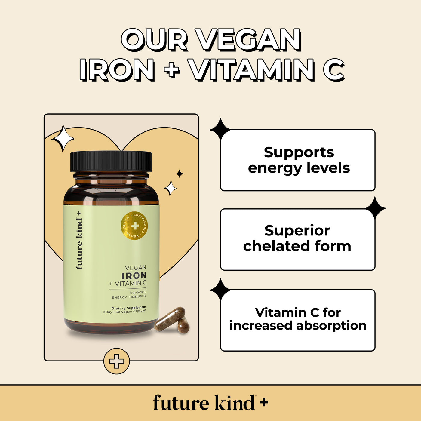 Vegan Iron Supplement with Natural Vitamin C Benefits