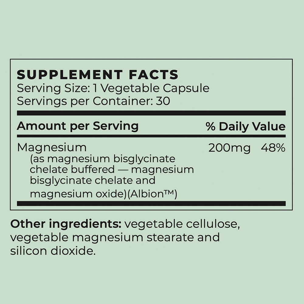 Vegan Chelated Magnesium Supplement Facts