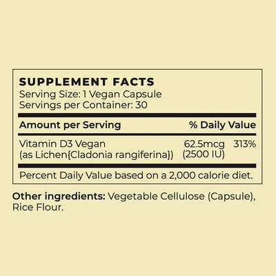 Future Kind Vitamin D3 Supplement Supplement Facts Panel
