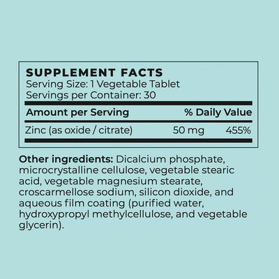 Vegan Zinc Supplement Facts 